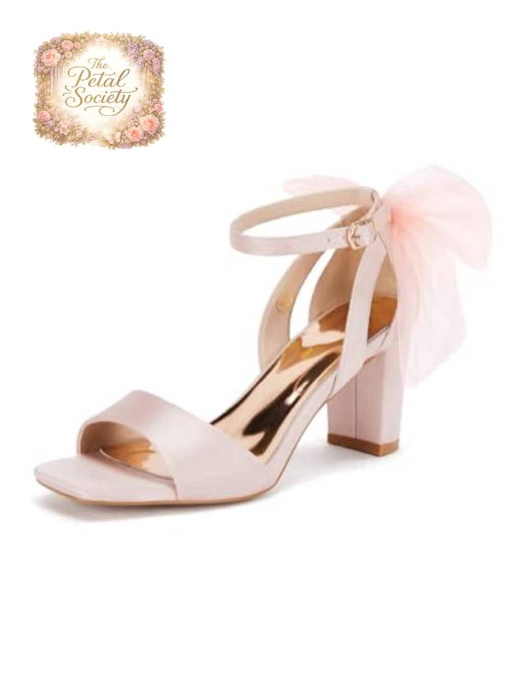 Womens Bow Tie Heeled Sandals Chunky Heel Ankle Strap Satin Dress Wedding Shoes